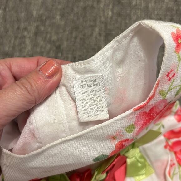 First Impressions Dress w/ Bloomer Bottoms - Pink Green Floral 6-9M - Picture 5 of 7